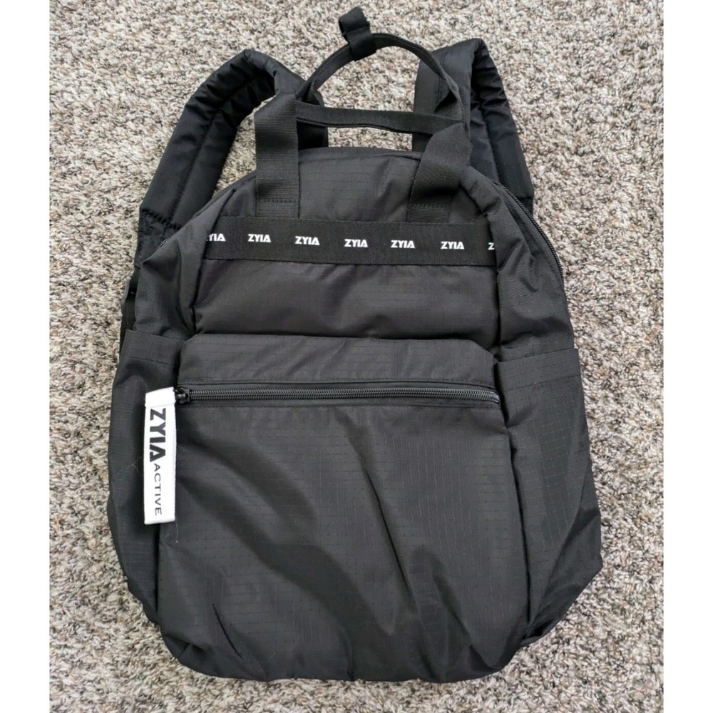 Zyia Active Vooray Yoga Flux Backpack Black Activewear Bag‎ EUC